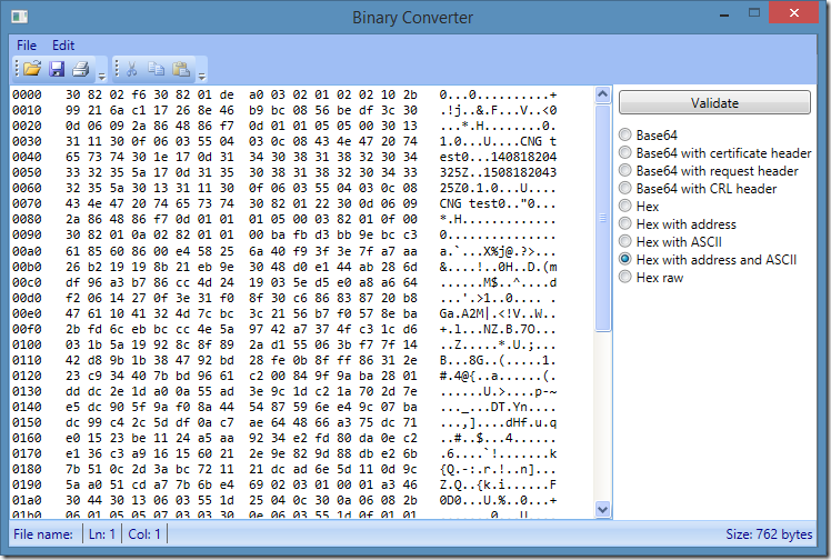 ASN.1 Editor - Binary converter