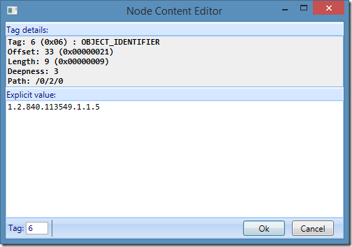 ASN.1 Editor - Node data editor