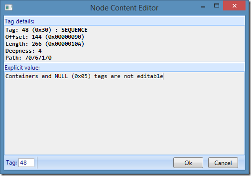 ASN.1 Editor - Node content editor