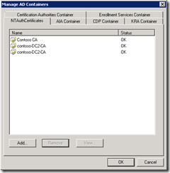 Manage AD Containers in PKIView.msc