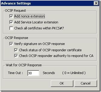 OCSP Client Tool Advanced Settings