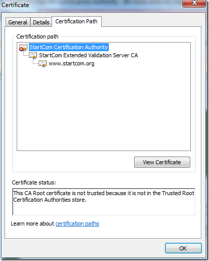 Invalid certification path with untrusted root