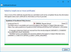 Notifying the user of errors while enrolling certificates