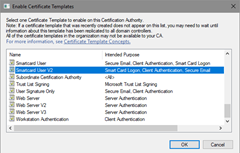 Enable Certificate Templates dialog