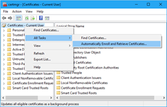 Automatic certificate enrollment in Certificates MMC snap-in