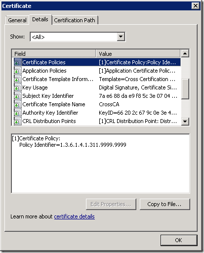 Cross Certification certificate Issuance Policies