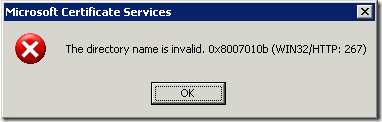 The directory name is invalid. 0x8007010b (WIN32/HTTP:267)